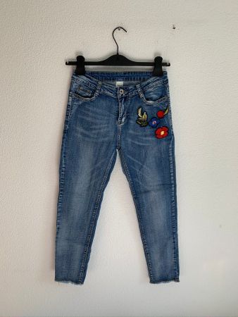 LALU - Skinny Jeans blau m. Blumen 38