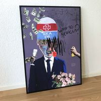 SKA Pop Art Bild Banker Money Blumen Credit Suisse Bitcoin