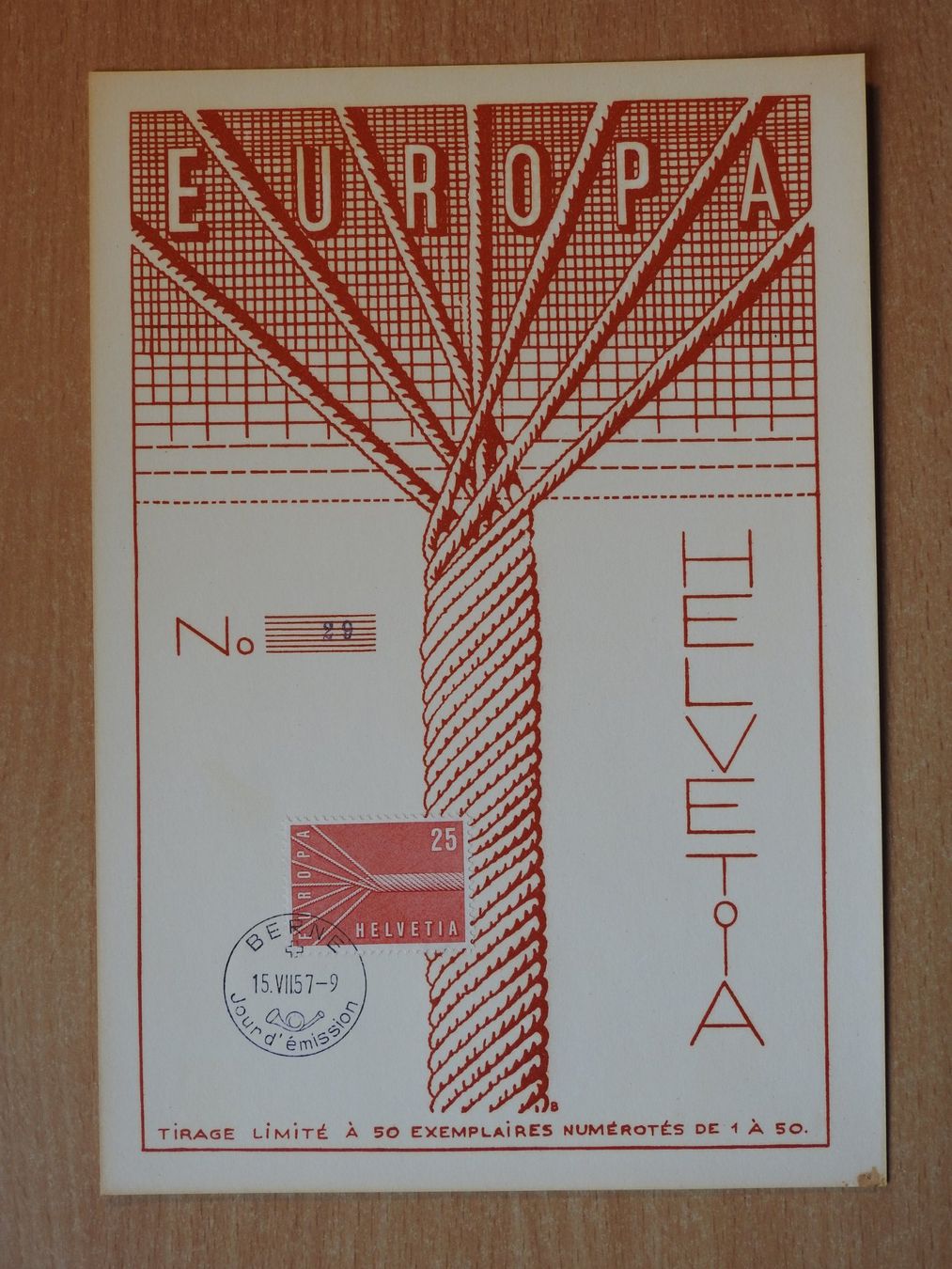 Tutti i francobolli: Grosse Maximum Karte, 1957 gest. ET f,  mit Nr.29 – Usato da Rain venduto da Sterne13
