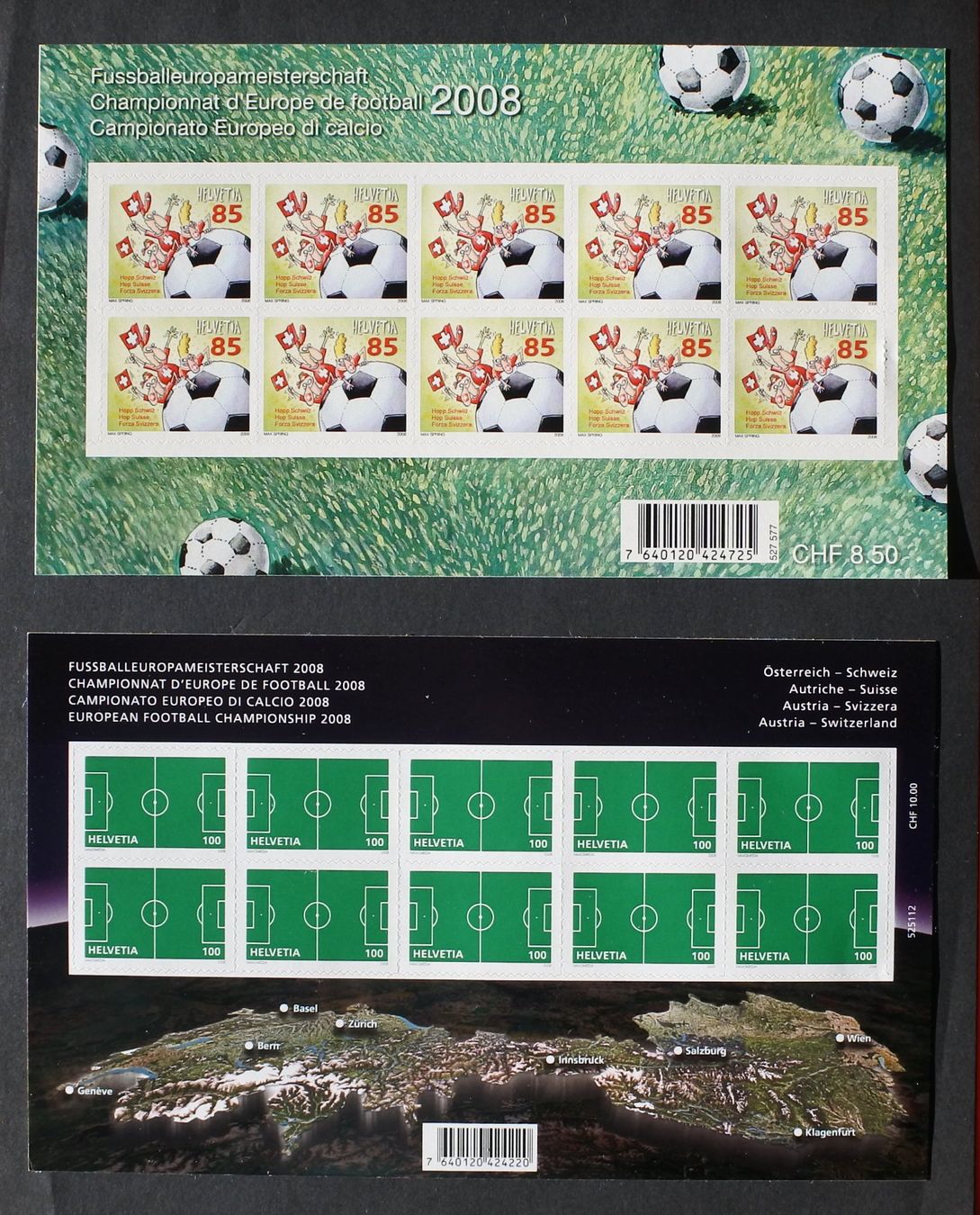 Tous les timbres: 2008 Kleinbogen Satz Fussballmeisterschaft ** – Neuf (Voir description) à Lugano par fc2017