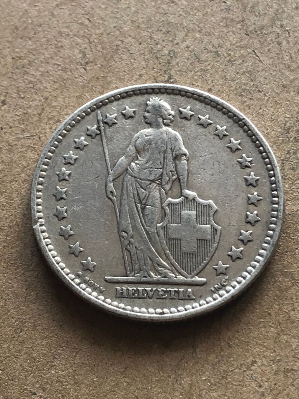 Alle Münzen: 2 Fr. 1921 – Gebraucht aus Schötz von Odpa 1