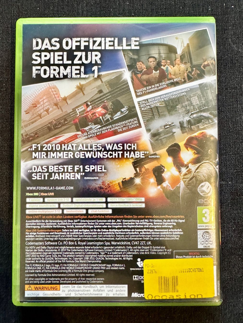 Microsoft Spiele: XBOX 360 - F1 / Formula 1 / 2010 – Gebraucht aus Seuzach von Inspektor99 1
