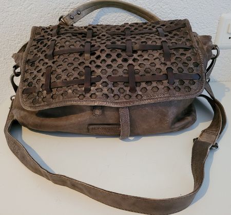 FREDsBRUDER Handtasche Umhängetasche Echtleder Dunkelbraun