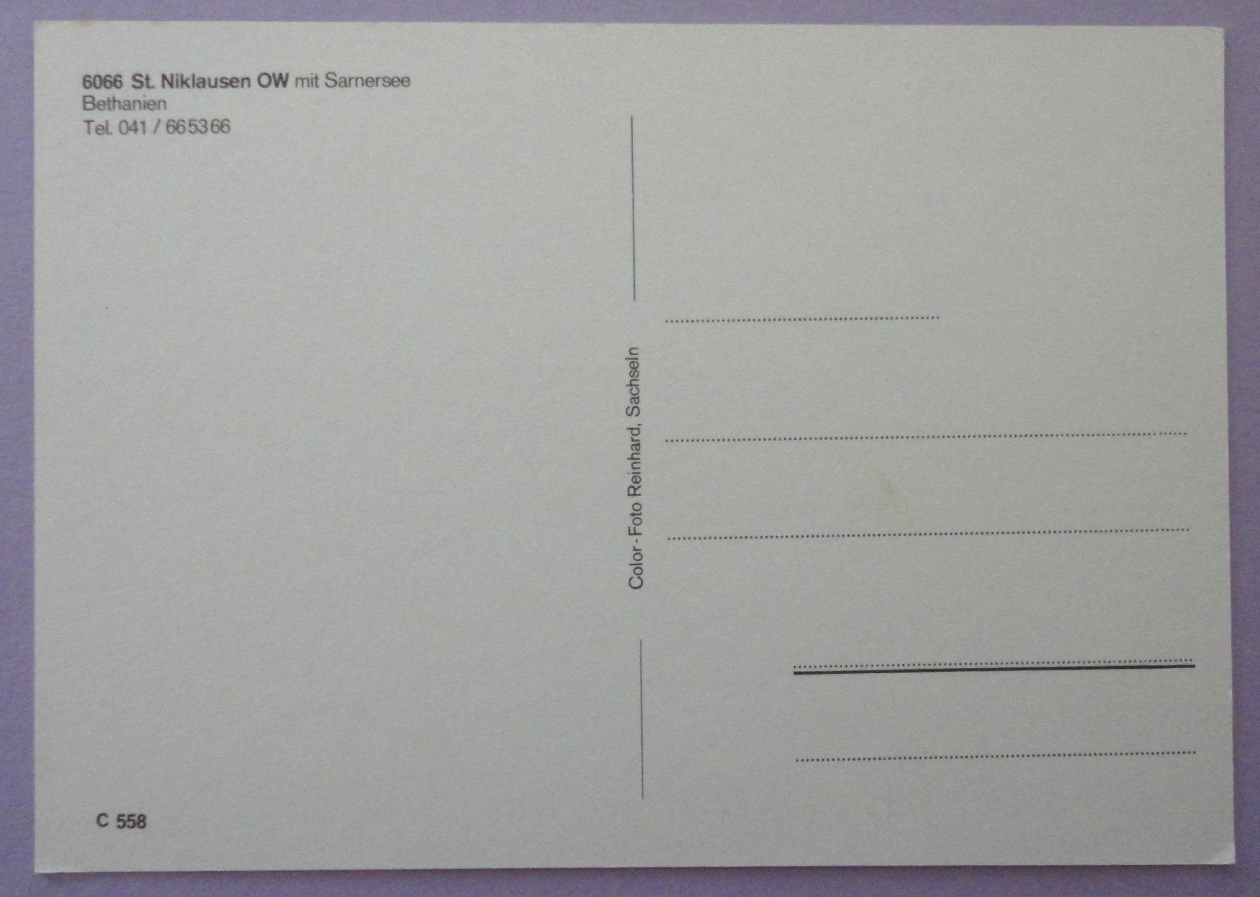 Cartoline postali: St. Niklausen mit Sarnersee, Bethanien – Usato da Fétigny venduto da Billy2miny 1