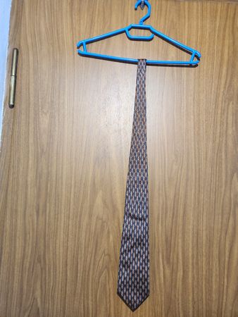 Cravate Pierre Balmain soie bleu motif chaîne 