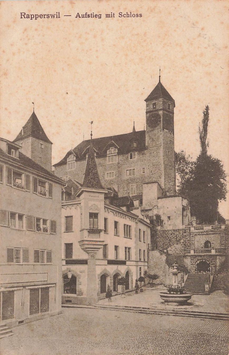 Cartoline postali: Rapperswil aufstieg mit schloss – Usato da Biasca venduto da Blenio71