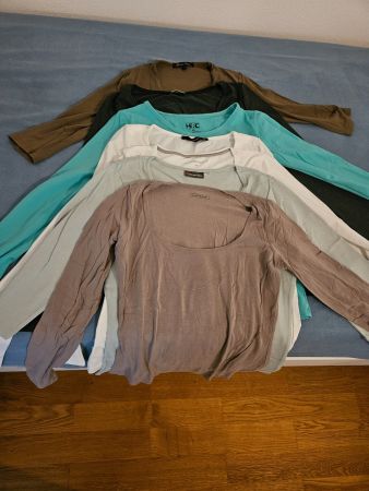 7 Langarmshirts, tsw. Hallhuber, Grössen S/M
