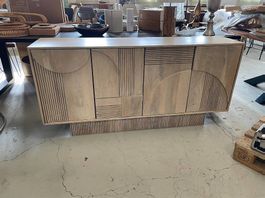 Sideboard mit Sockel ArtDeco Mangoholz weiss gekälkt 170
