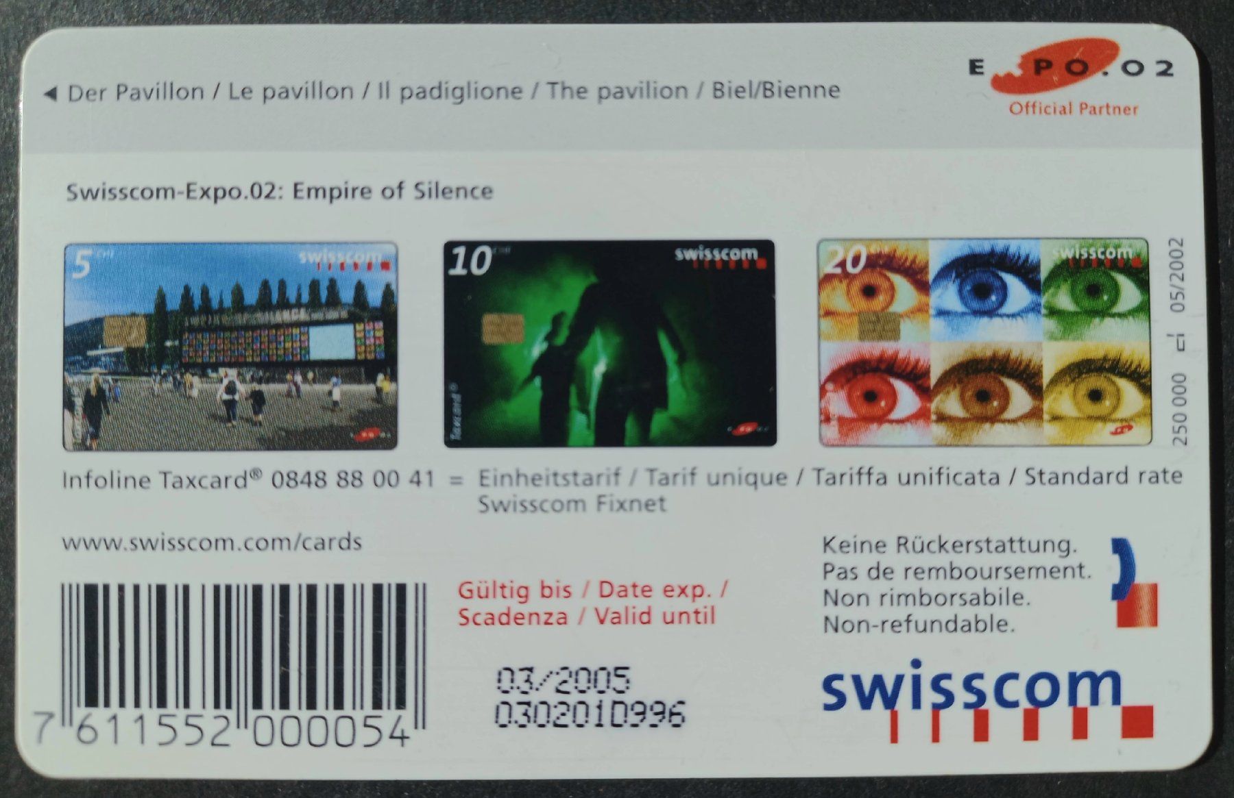 Swisscom Schede telefoniche: Taxcard - Expo 02 - CH – Usato da Niederuzwil venduto da lubimaja 1