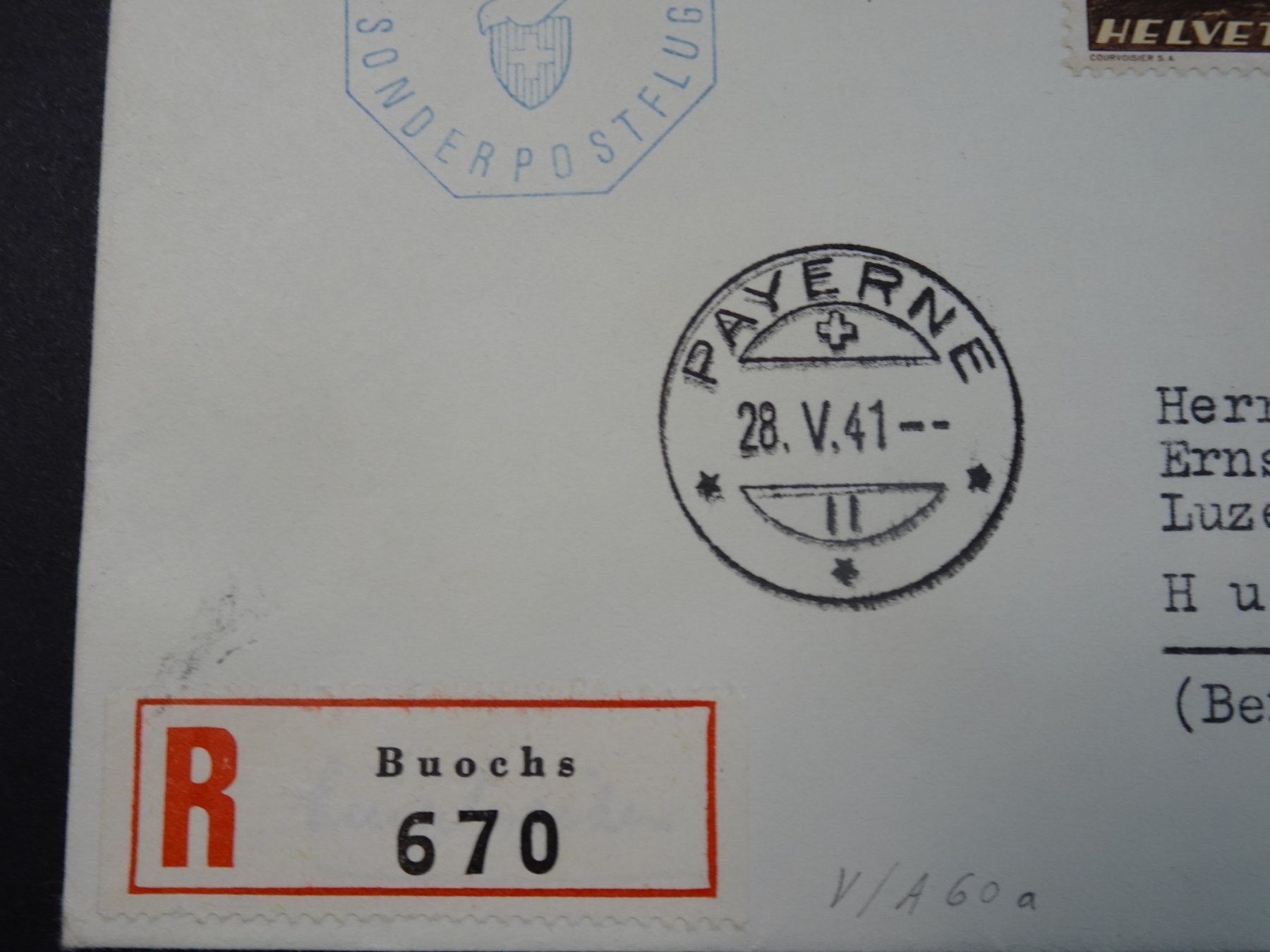 Tutti i francobolli: 28.V.41.; PRO AERO 1941, PAYERNE - BOUCHS – Nuovo (secondo la descrizione) da Eschenbach SG venduto da eDaisy 2