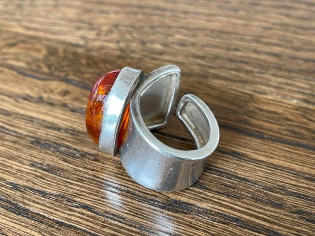 Anelli: Ring Silber 925, Bernstein, Handarbeit , 4 Punzen – Usato da Stein AR venduto da EvaL056 4