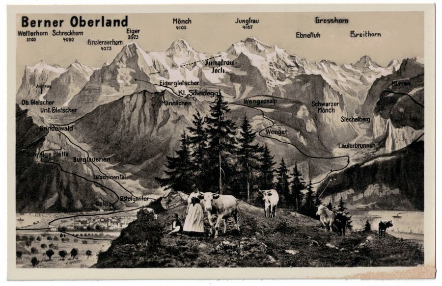 Cartoline postali: Vogelschau-AK Berner Oberland – Usato da Frauenfeld venduto da POML