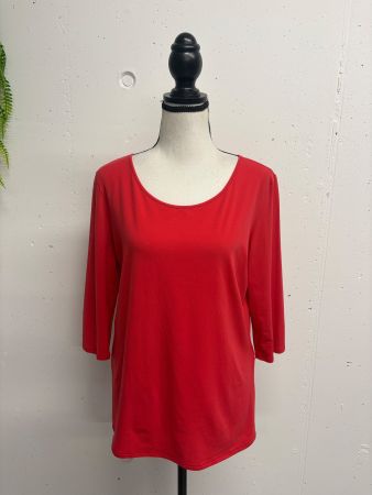 Marc Cain Shirt rot Rundhalsausschnitt 44 Basic 3/4 Ärmel