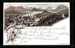 Litho Luzern, Panorama vom Vierwaldstät