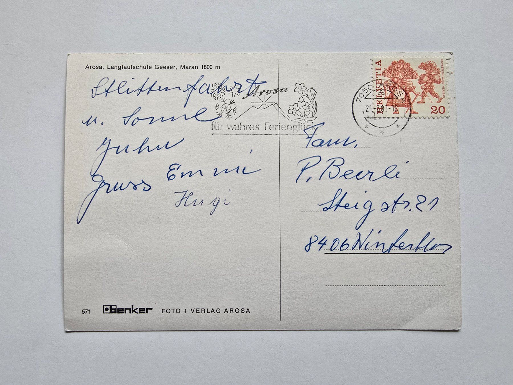 Cartoline postali: AK Arosa - Langlaufschule Geeser - Maran – Usato da Dättlikon venduto da Wundertuete_ 1