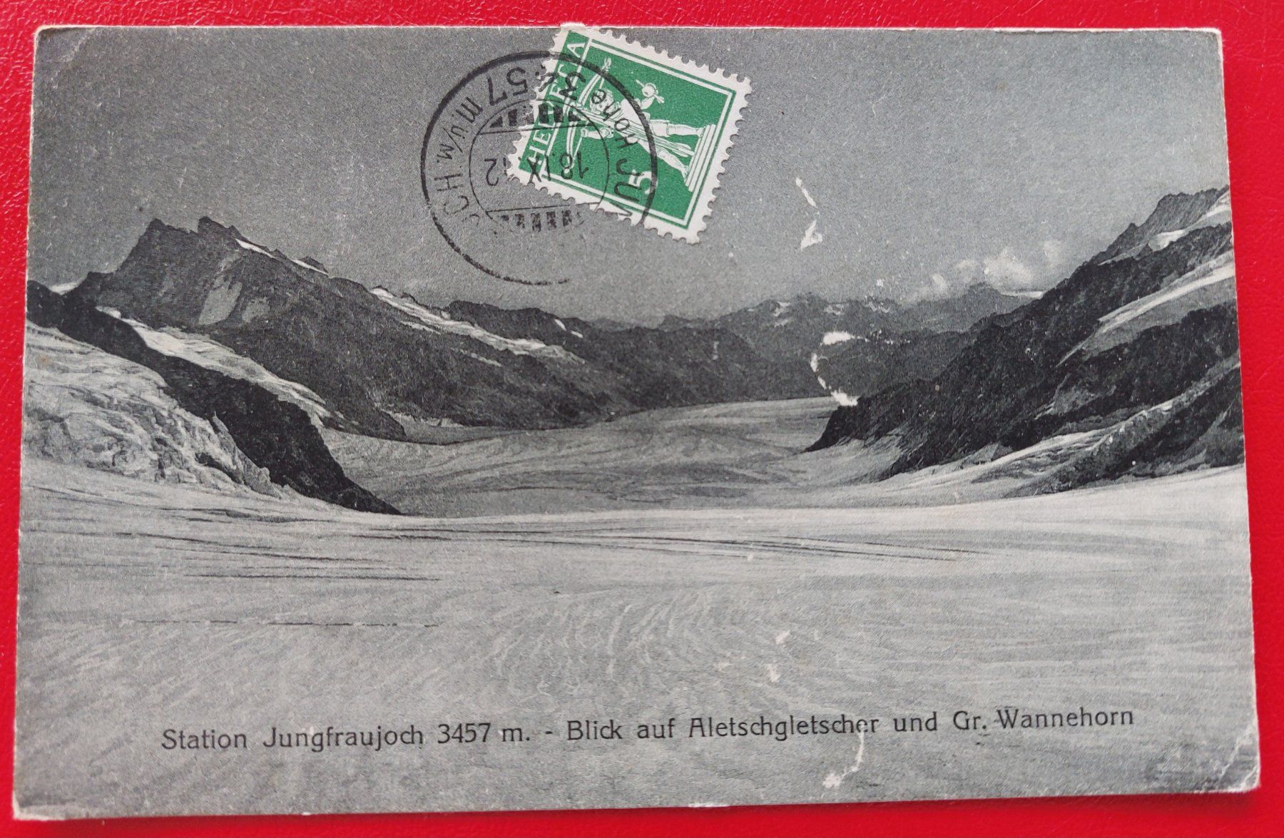 Cartoline postali: Stat. Junfaujoch - Blick auf Aletchgletscher / Top-Vollstemp – Usato da St-Légier-La Chiésaz venduto da Theo005