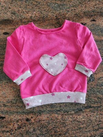 Rosa Baby Pulli mit Herztasche Gr. 74, Handmade, neu