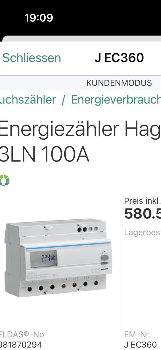 Misurare: Hager Stromzähler EC360 Gebraucht – Usato da Rheinfelden venduto da conejo74 4