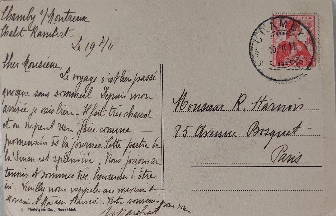 Cartes postales: Chamby - Châtelard Château & Hôtel des Narcisses - 1911 – D'occasion à Delémont par Domdom1 1