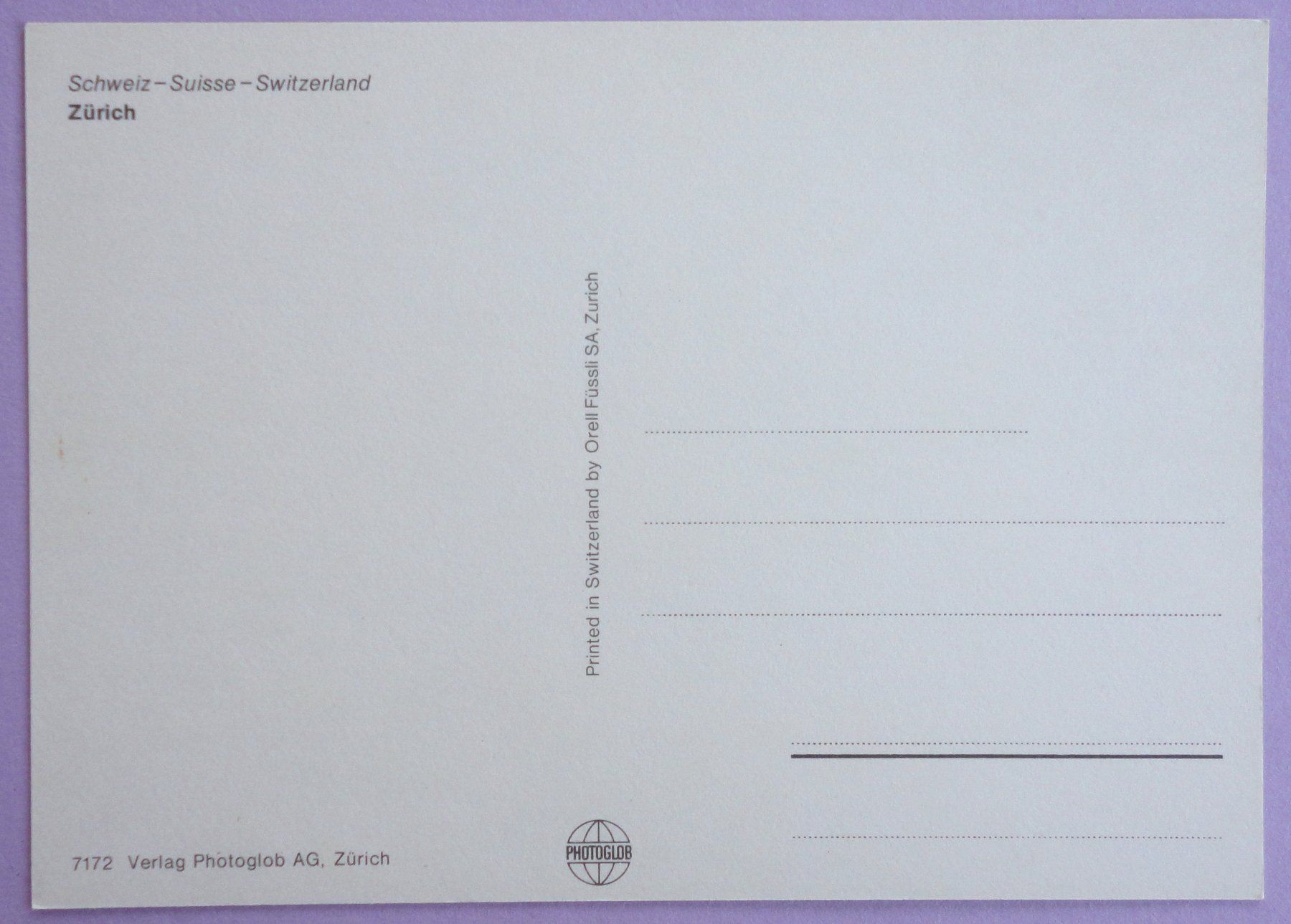 Cartes postales: Zürich – D'occasion à Fétigny par Billy2miny 1