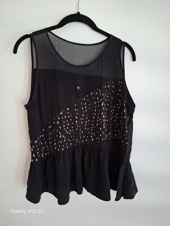 Top Idano en soie noire imprimé taille 3 bon état