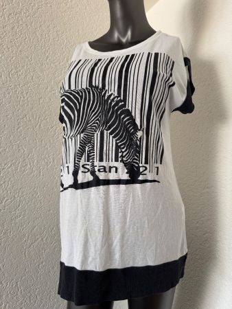 Cooles Zebra T-Shirt Oberteil Schwarz Weiss Gr M