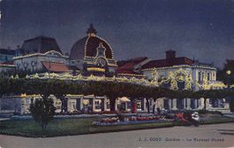 Schöne alte Postkarte GENF Kursaal bei Nacht 1925