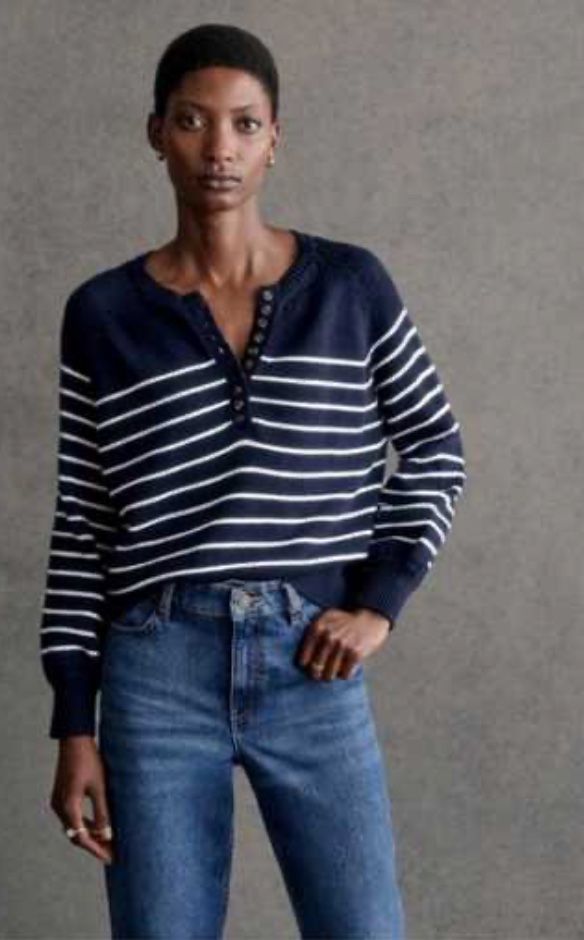 Portamonete: Sézane - Pull Léontine, marine/ecru. Taille XS – Usato da Locarno venduto da tabe22979