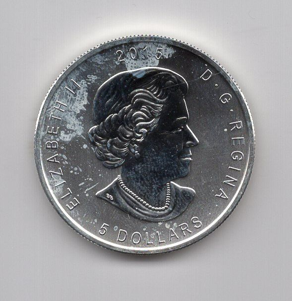 Tutti le monete: (420) Kanada,  1 Unze Silber, 2015, 5 Dollar, Eule – Usato da Rüthi (Rheintal) venduto da erdnuessli1 1