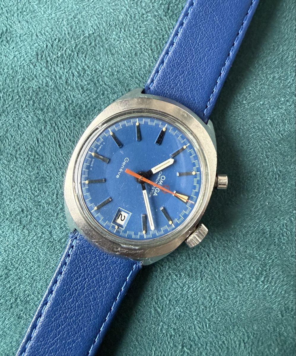 Omega Orologi: Omega Chronostop – Vintage Driver Dial Blau – Usato da Dietikon venduto da BabaDom 1