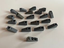 LEGO - 20 - GRAUE - NEGATIVE - SCHRÄG - STEINE
