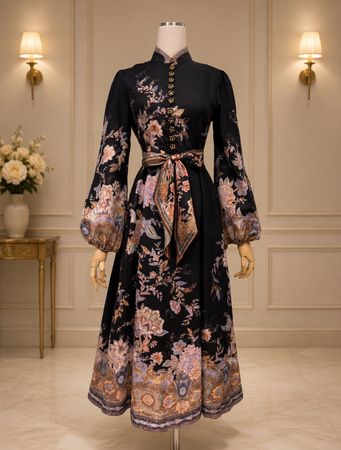 Elegant Linen Blend Midi Dress
