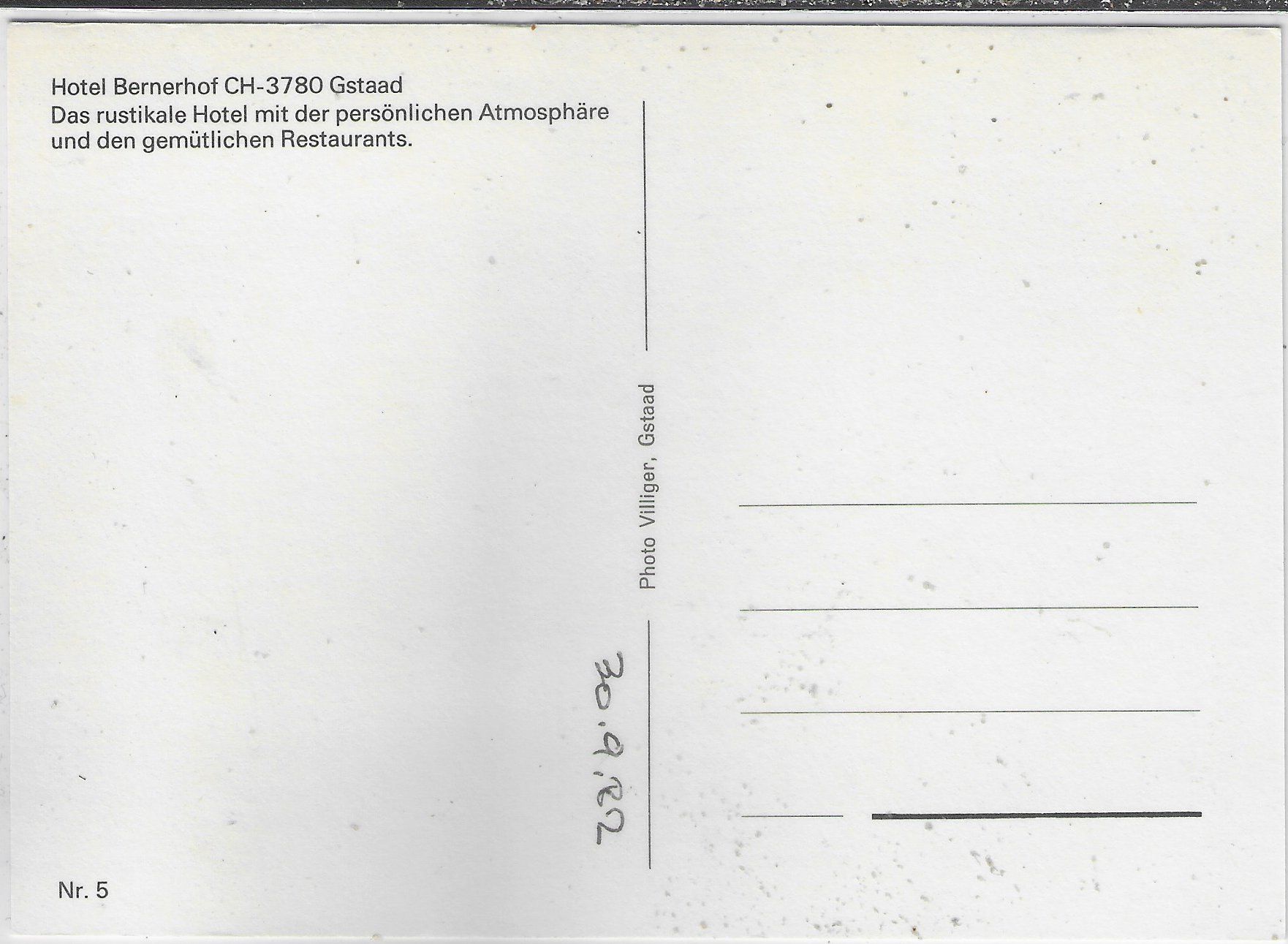 Cartoline postali: Hotel Bernerhof - Gstaad – Usato da Ettingen venduto da Kartenplanet 1
