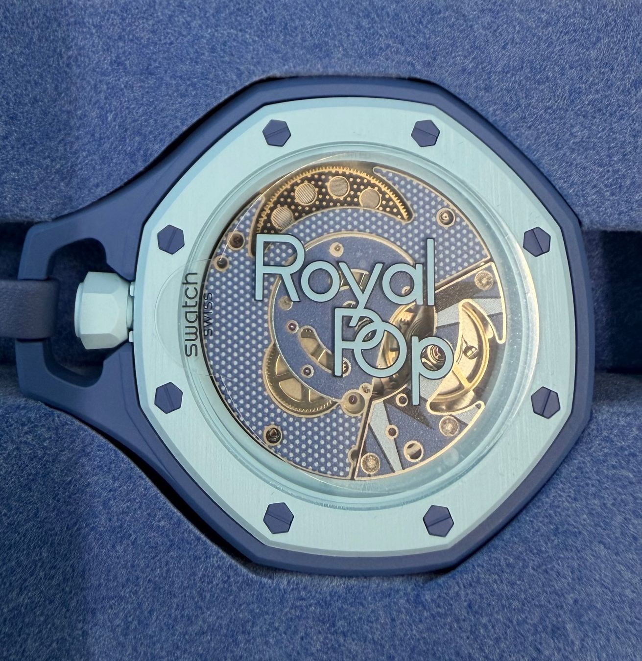 Swatch Orologi: AP x Swatch - Royal Pop Lan Ba Blau/Hellblau – Nuovo e nell'imballaggio originale da Colombier NE venduto da suburban1959 2