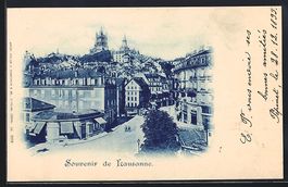 Lausanne, Strassenpartie mit Geschäften