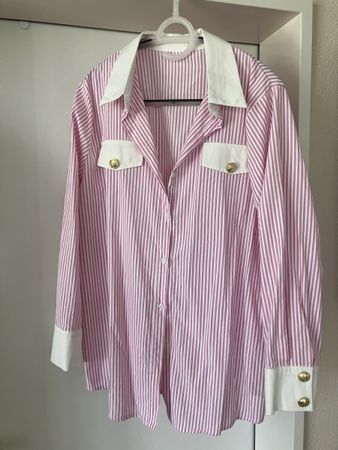 Damen Hemd, pink/weiss - Gr.42/XL