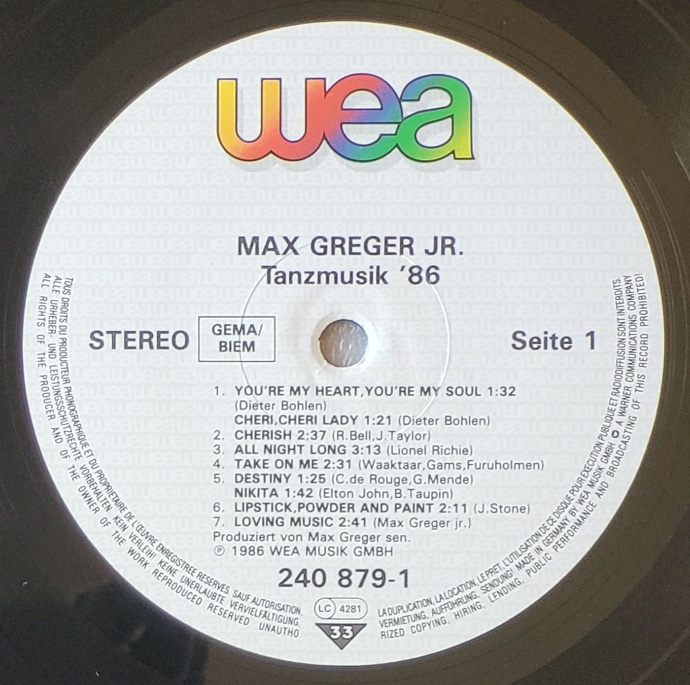 Schallplatten: Max Greger Jr. – Tanzmusik '86 – Gebraucht aus Zürich von Avd 3