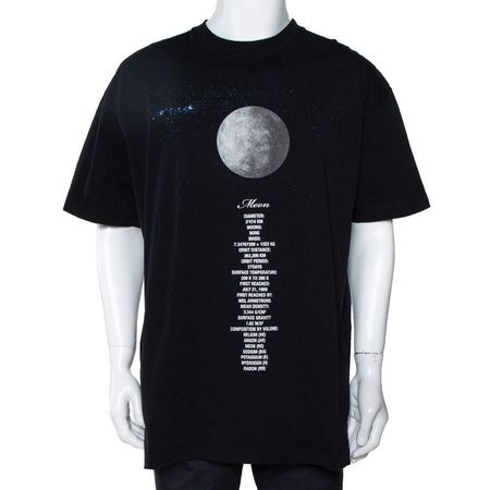 Vetements Black Cotton Zodiac Planet Moon Print Oversized