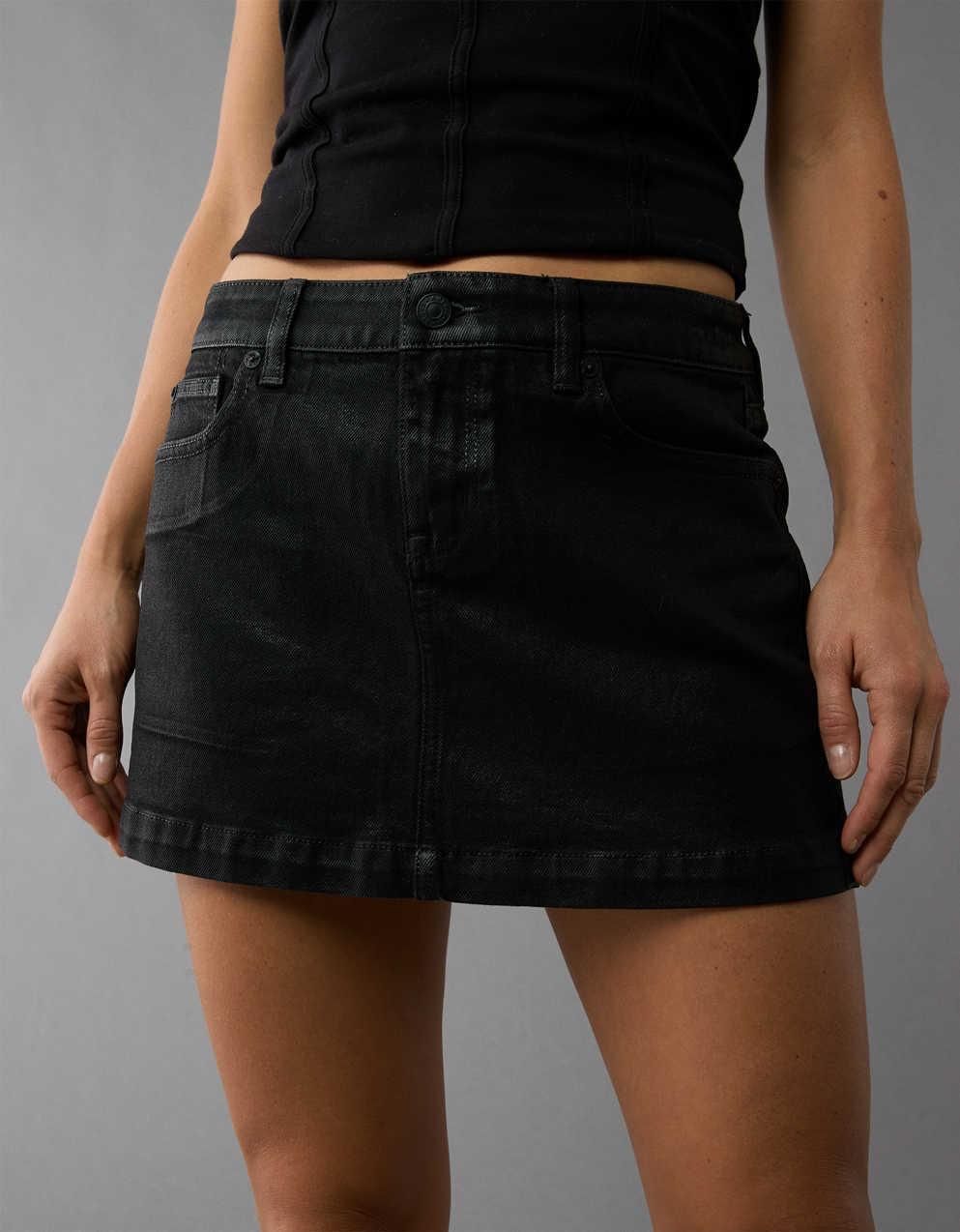 Gonne: Minijupe en denim noir extensible à taille basse - Taille 31 – Nuovo e nell'imballaggio originale da Lausanne venduto da So5152