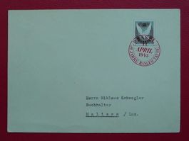 1945, W23 (Bl.Ausschnitt) Ersttags-Stempel auf Brief, 150.-+