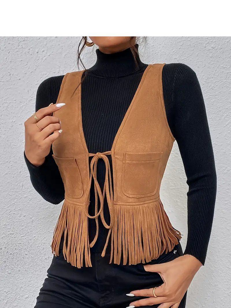 Gilets & Westen: Wildlederlook Weste mit Fransen - Grösse M – Neu und originalverpackt aus Glattbrugg von glu_qt2b