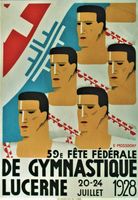 LUCERNE FETE FEDERALE DE GYMNASTIQUE 1928  Affiche originale