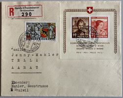 1941, PJ Winterhilfeblock Block 6 auf R-Beleg, SBK 500 Fr.