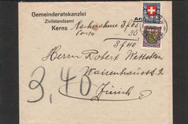Nachnahme Brief Kerns-Zürich,20.12.26,Pro Juv. Nr.37+Nr.40