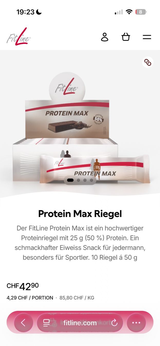 Fitline Lebensmittel & Spezialitäten: FitLine Protein Max Riegel Schokolade – Gebraucht aus Wangen SZ von Cabrio19 4