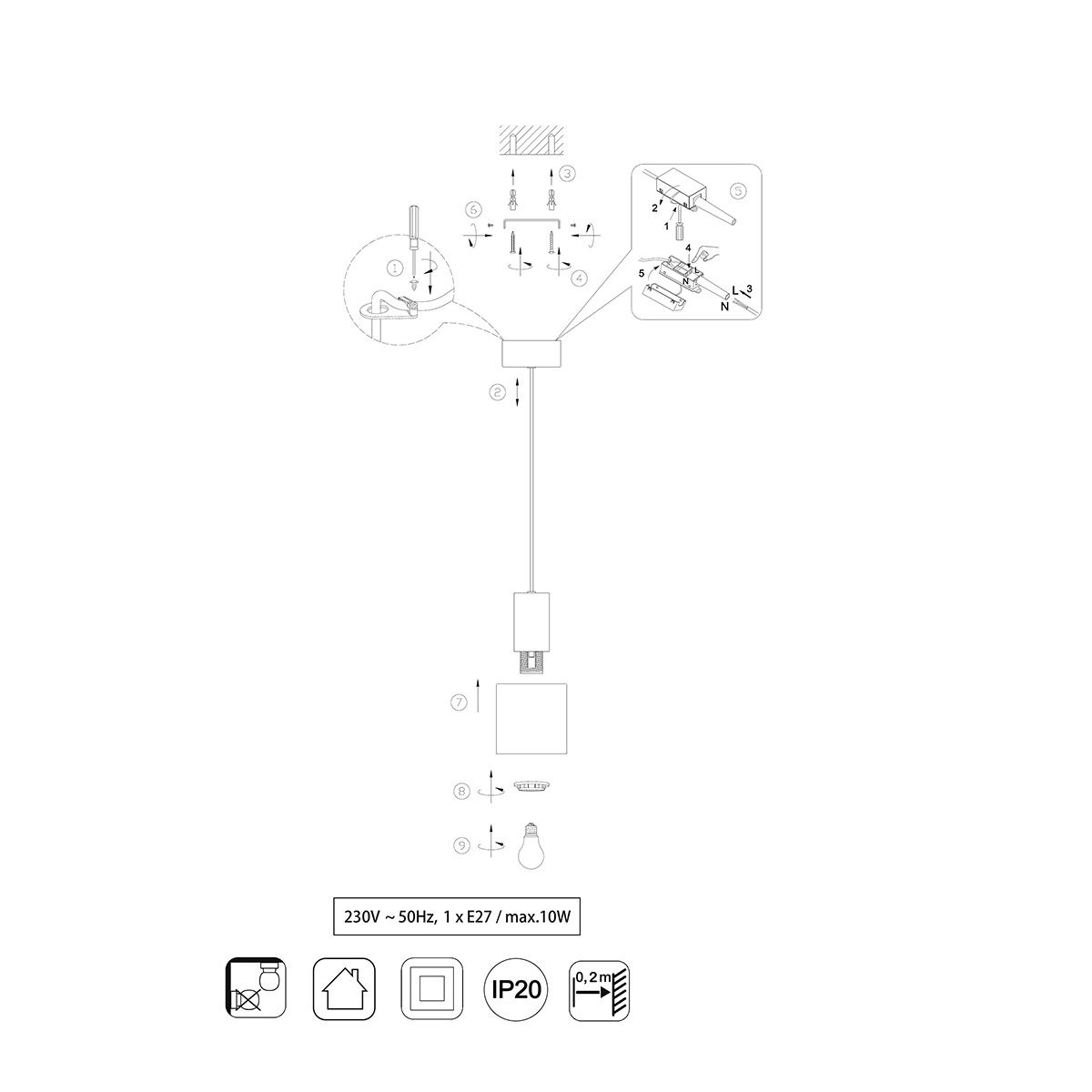Lampadari & plafoniere: Pendelleuchte, Beige, Metall, 12 cm Ø – Nuovo (secondo la descrizione) da Kreuzlingen venduto da Smart-Light 8