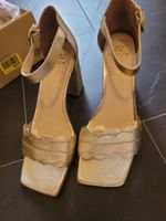 Sommer Sandalette Gold, Gr. 39 - Elegante Leder Schuhe!