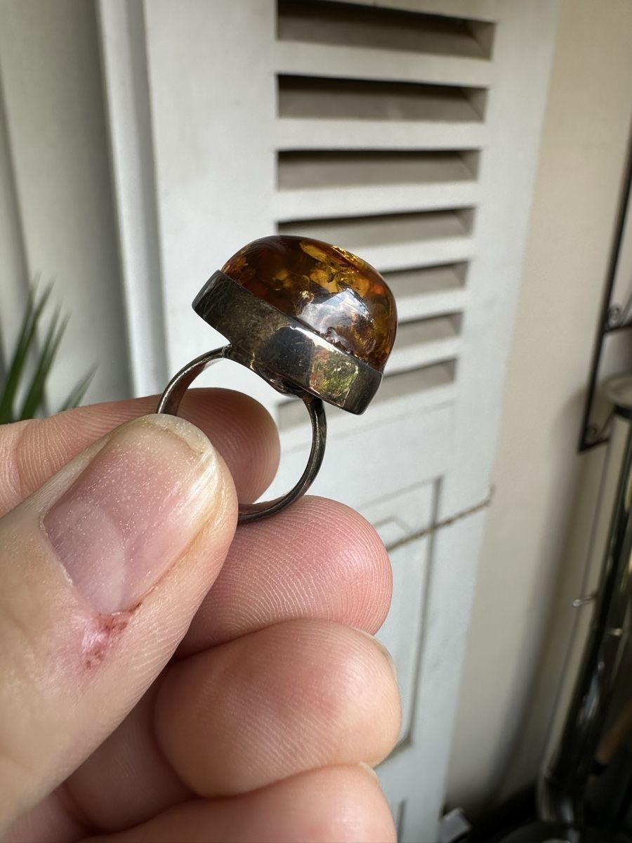 Ringe: Bernstein Ring Grösse ca 53w  silber  – Gebraucht aus Bern von womiman 3