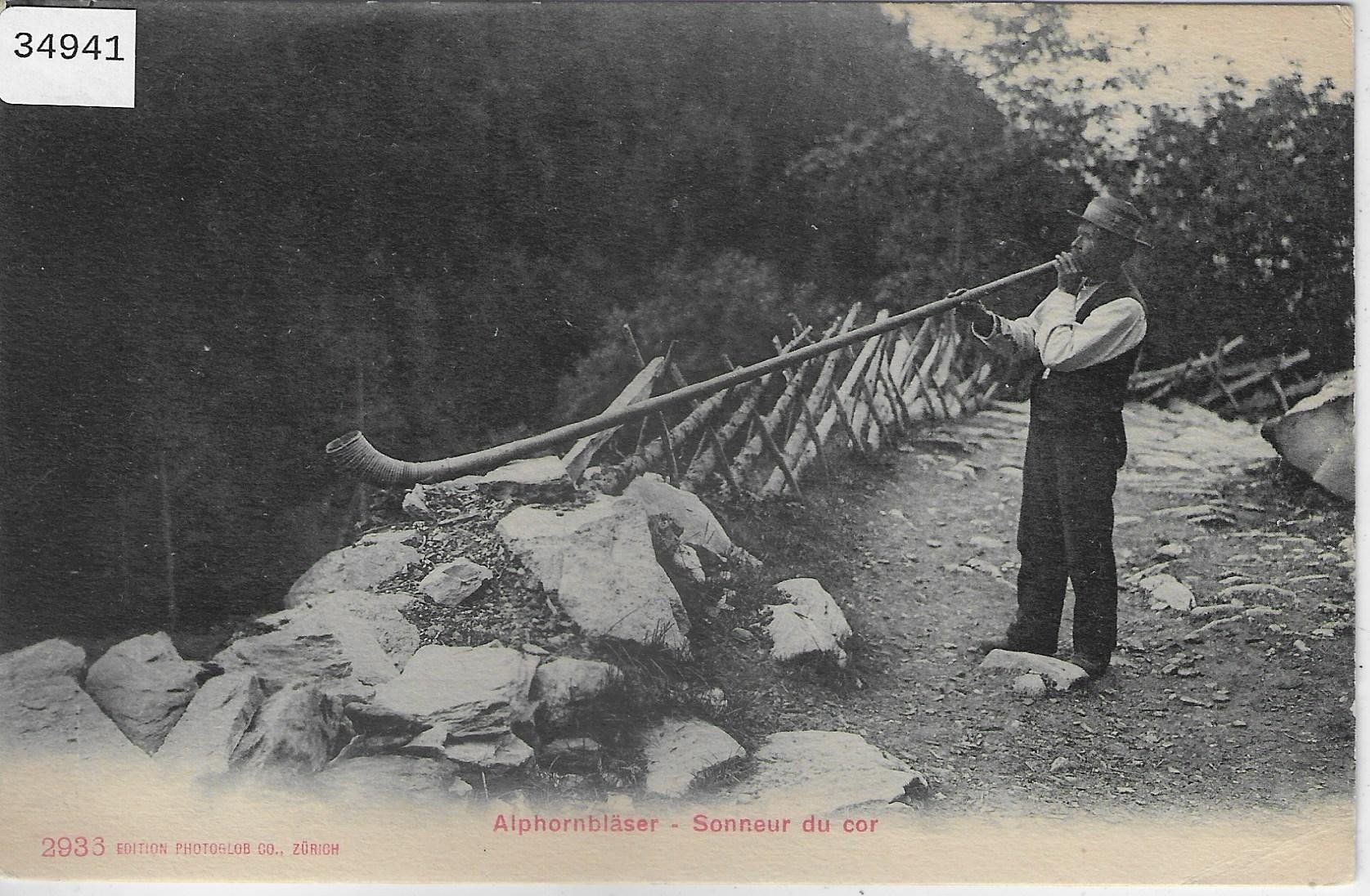 Cartoline postali: Alphornbläser -  Sonneur du cor – Usato da Ettingen venduto da Kartenplanet