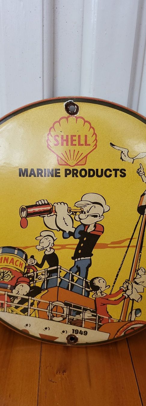 Shell Insegne: Emaille Shell Marine Produkts mit Popeye.. – Usato da Wallenwil venduto da Md111 1